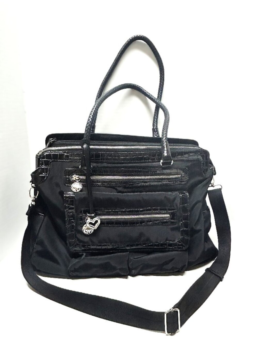 Brighton black triple compartment satchel